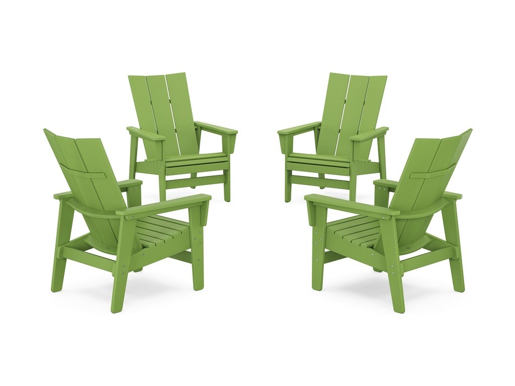 4-Piece Modern Grand Upright Adirondack Chair Conversation Set Photo