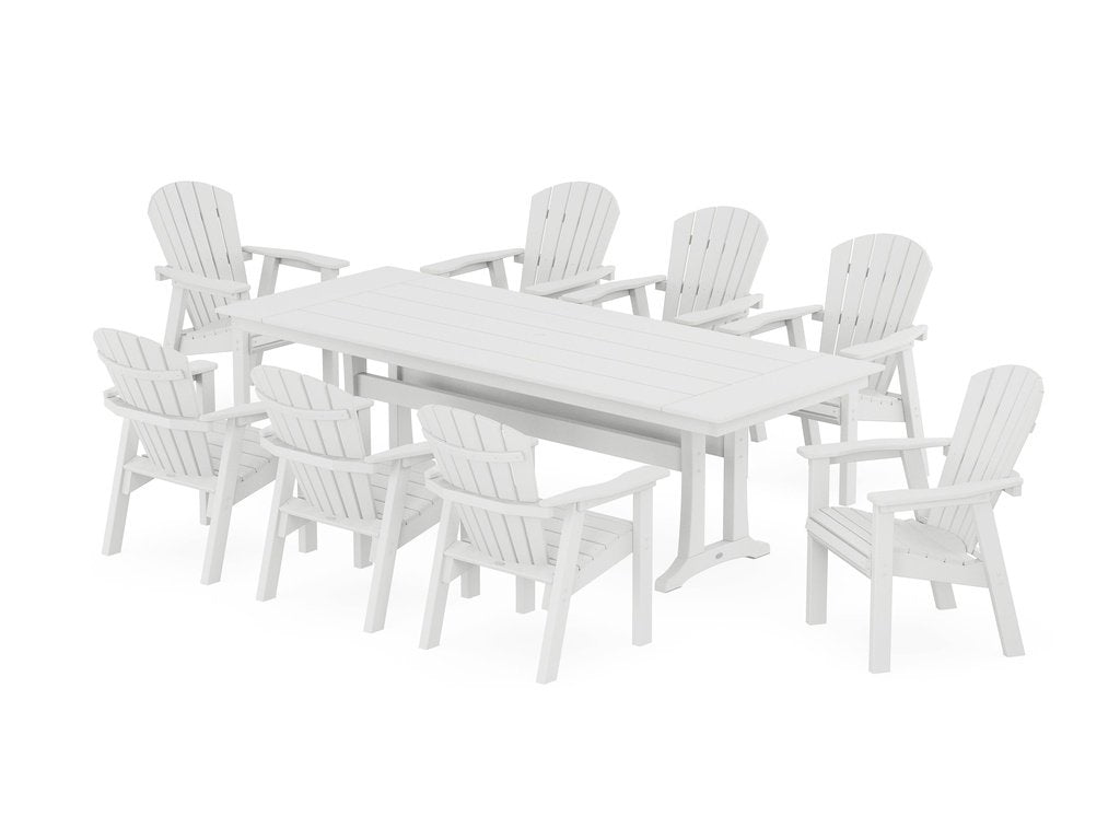 Seashell 9-Piece Farmhouse Dining Set with Trestle Legs Photo