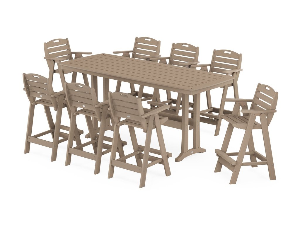 Nautical 9-Piece Bar Set with Trestle Legs Photo