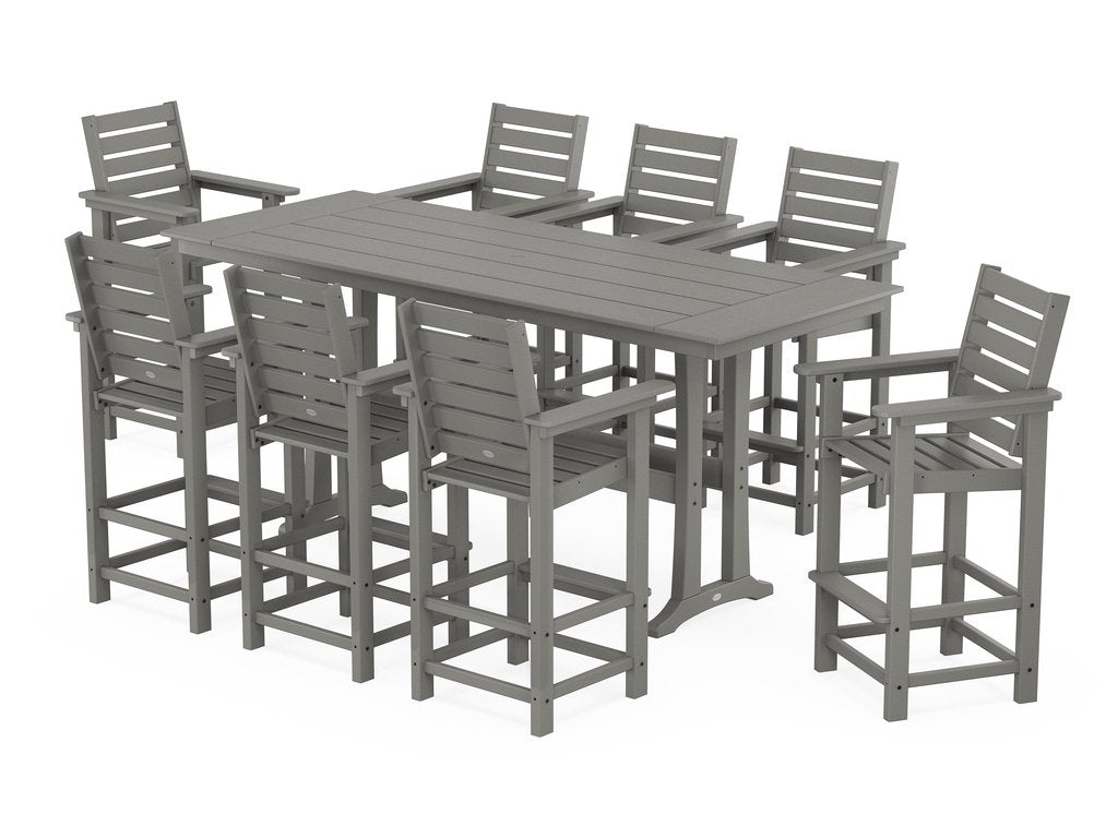 Captain 9-Piece Farmhouse Bar Set with Trestle Legs Photo