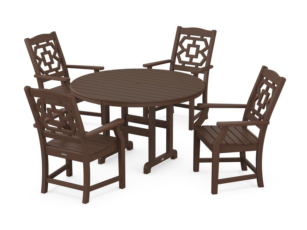 Chinoiserie 5-Piece Round Farmhouse Dining Set Photo