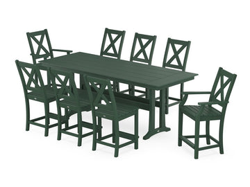 Braxton 9-Piece Farmhouse Counter Set with Trestle Legs Photo