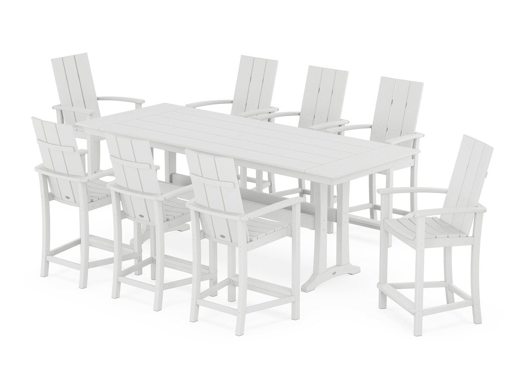 Modern Adirondack 9-Piece Farmhouse Counter Set with Trestle Legs Photo