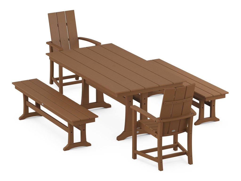 Modern Adirondack 5-Piece Farmhouse Dining Set With Trestle Legs Photo