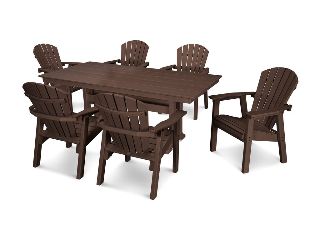 Seashell 7- Piece Farmhouse Dining Set with Trestle Legs Photo