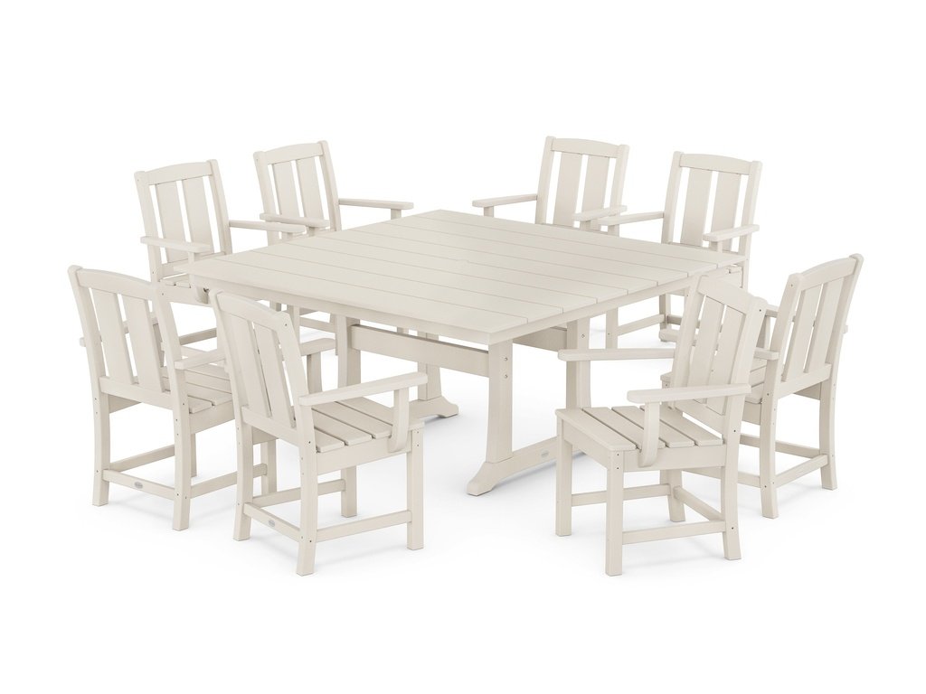 Mission 9-Piece Square Farmhouse Dining Set with Trestle Legs Photo