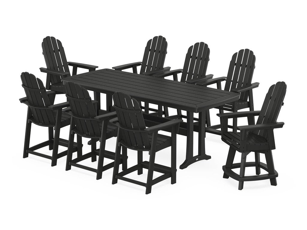 Vineyard Curveback Adirondack Swivel 9-Piece Counter Set with Trestle Legs Photo