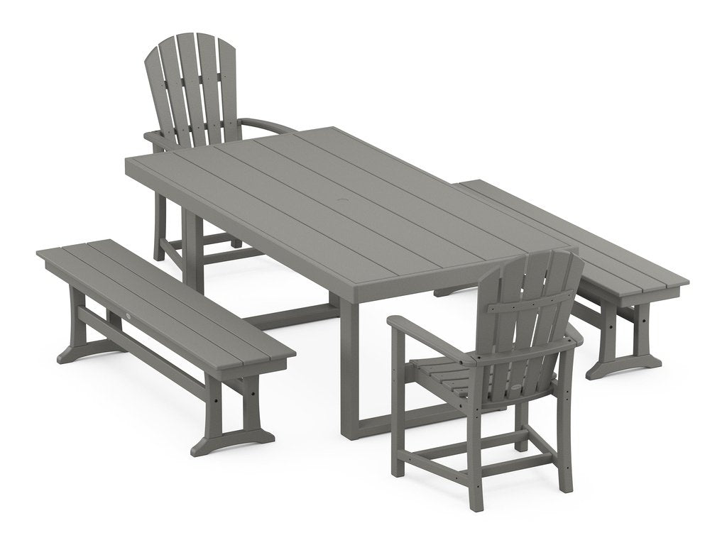 Palm Coast 5-Piece Dining Set with Benches Photo