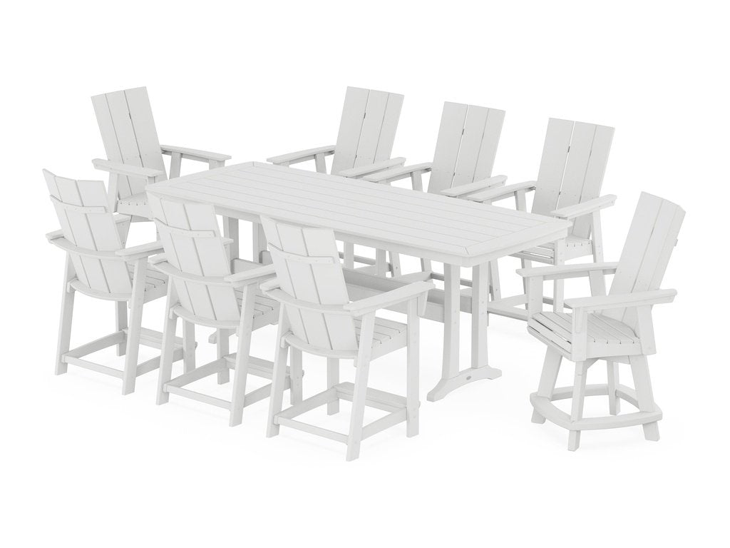 Modern Curveback Adirondack Swivel 9-Piece Counter Set with Trestle Legs Photo