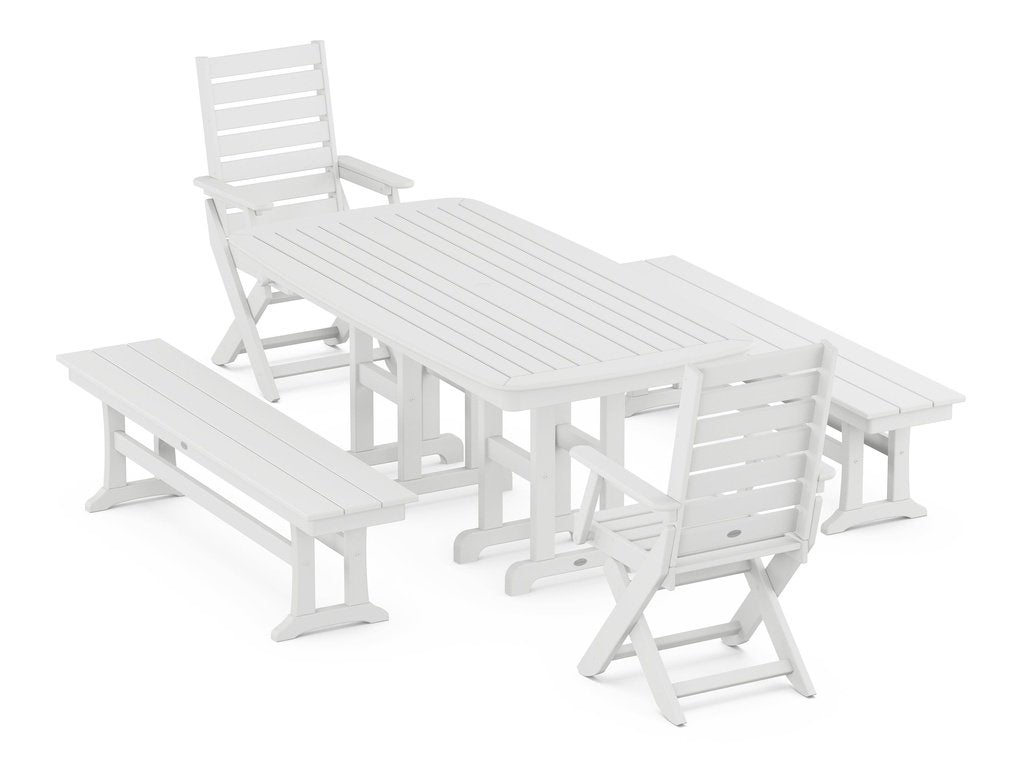 Captain Folding Chair 5-Piece Dining Set with Benches Photo