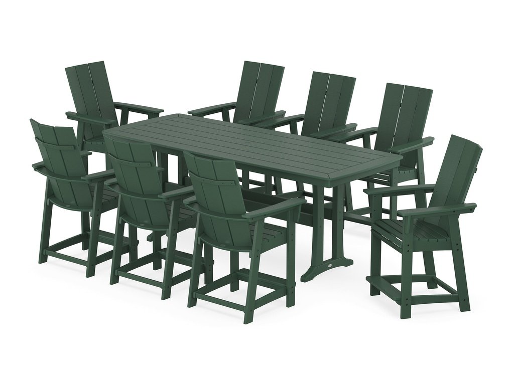 Modern Curveback Adirondack 9-Piece Counter Set with Trestle Legs Photo