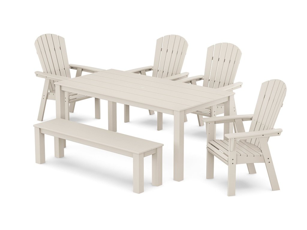 Nautical Curveback Adirondack 6-Piece Parsons Dining Set with Bench Photo