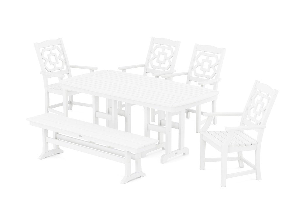 Chinoiserie 6-Piece Dining Set with Bench Photo