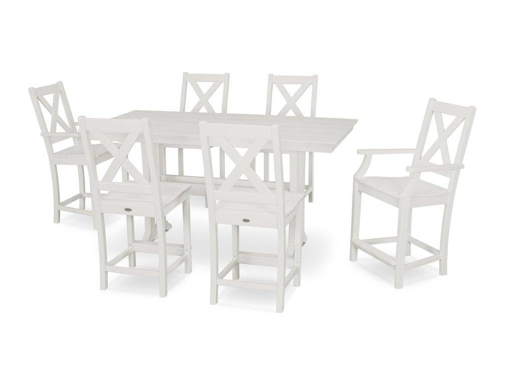 Braxton 7-Piece Farmhouse Trestle Counter Set Photo