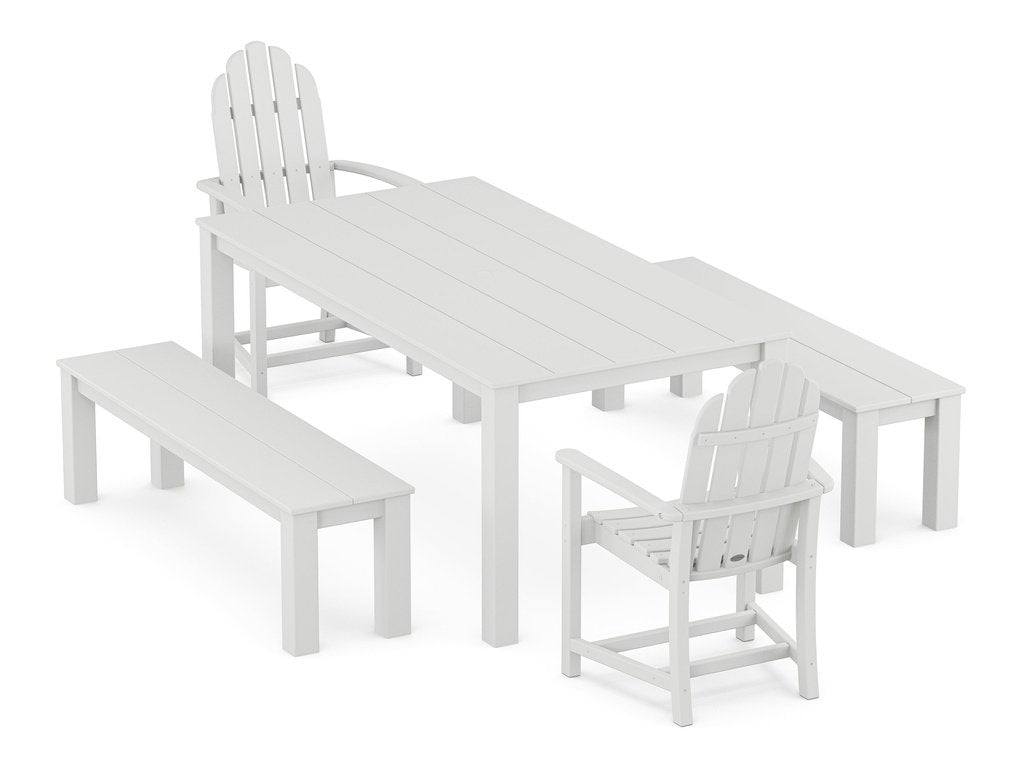 Classic Adirondack 5-Piece Parsons Dining Set with Benches Photo