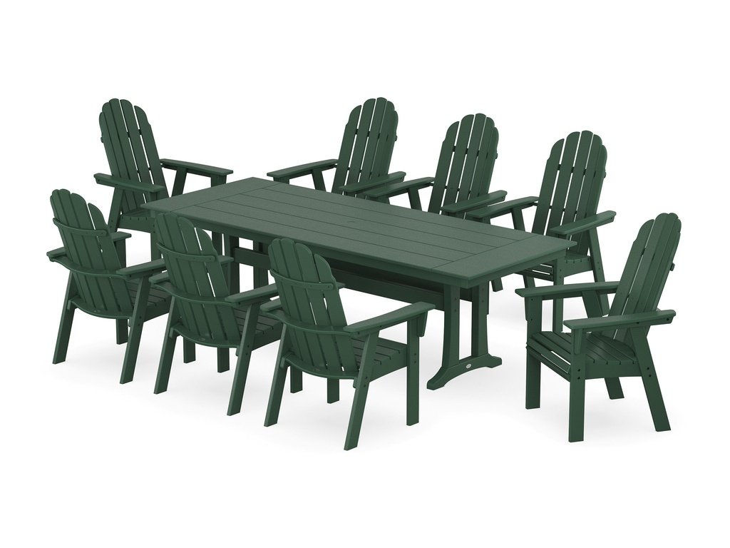 Vineyard 9-Piece Curveback Adirondack Farmhouse Dining Set with Trestle Legs Photo