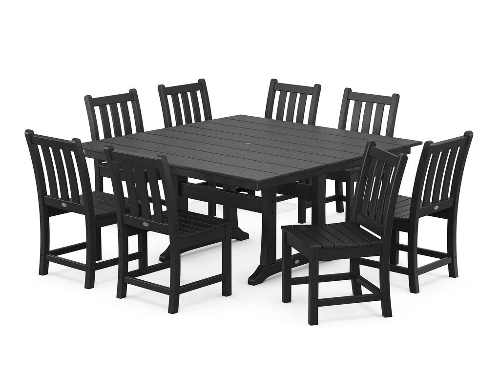 Traditional Garden 9-Piece Farmhouse Trestle Dining Set Photo