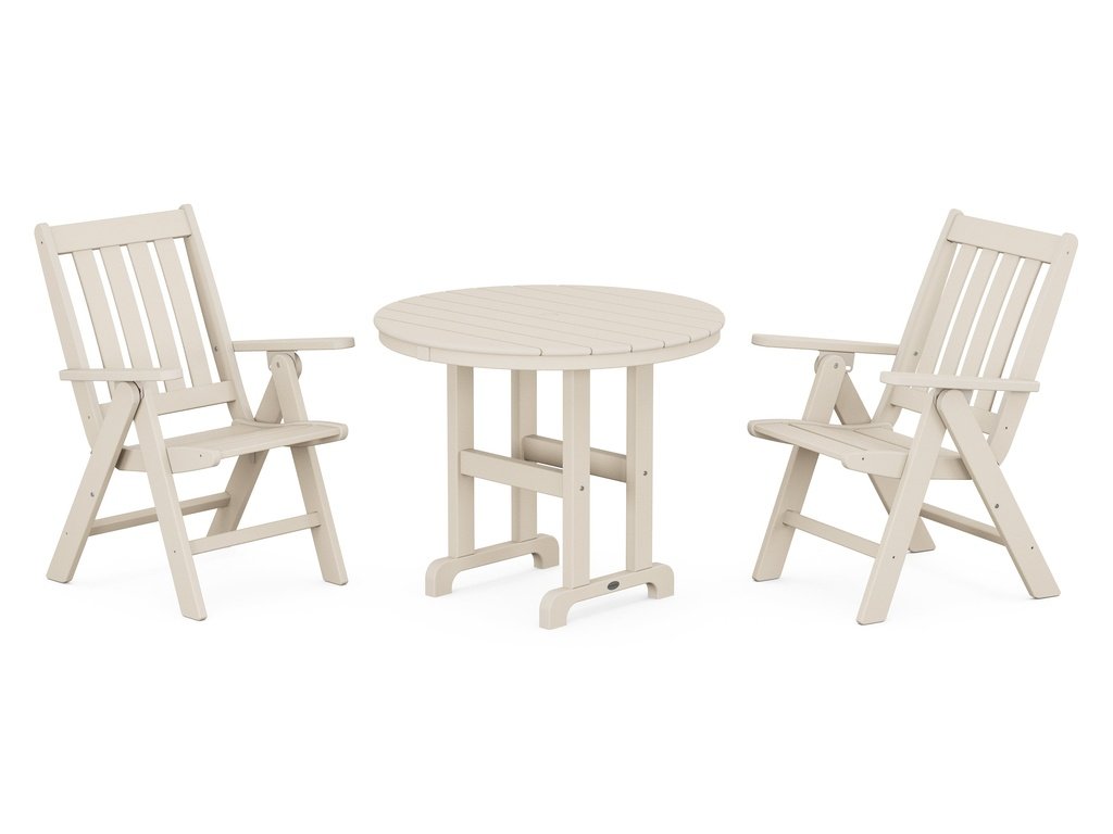 Vineyard Folding Chair 3-Piece Round Dining Set Photo