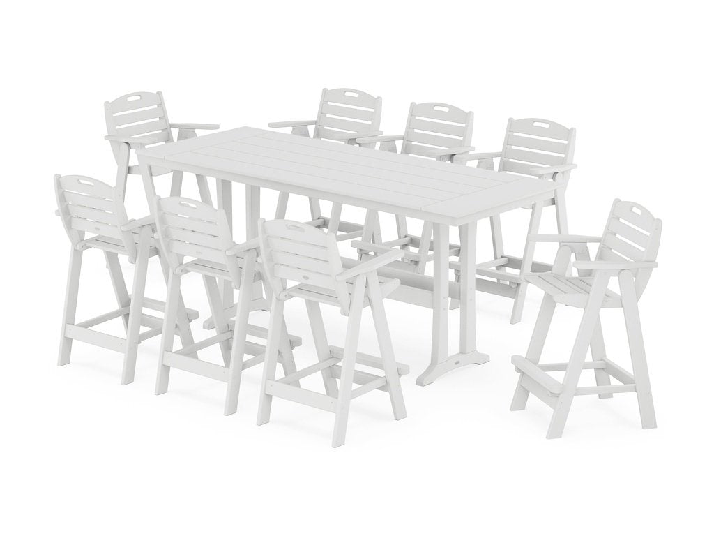 Nautical 9-Piece Farmhouse Bar Set with Trestle Legs Photo