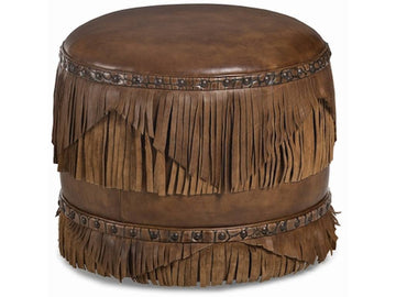 Margo Fringed Leather Ottoman