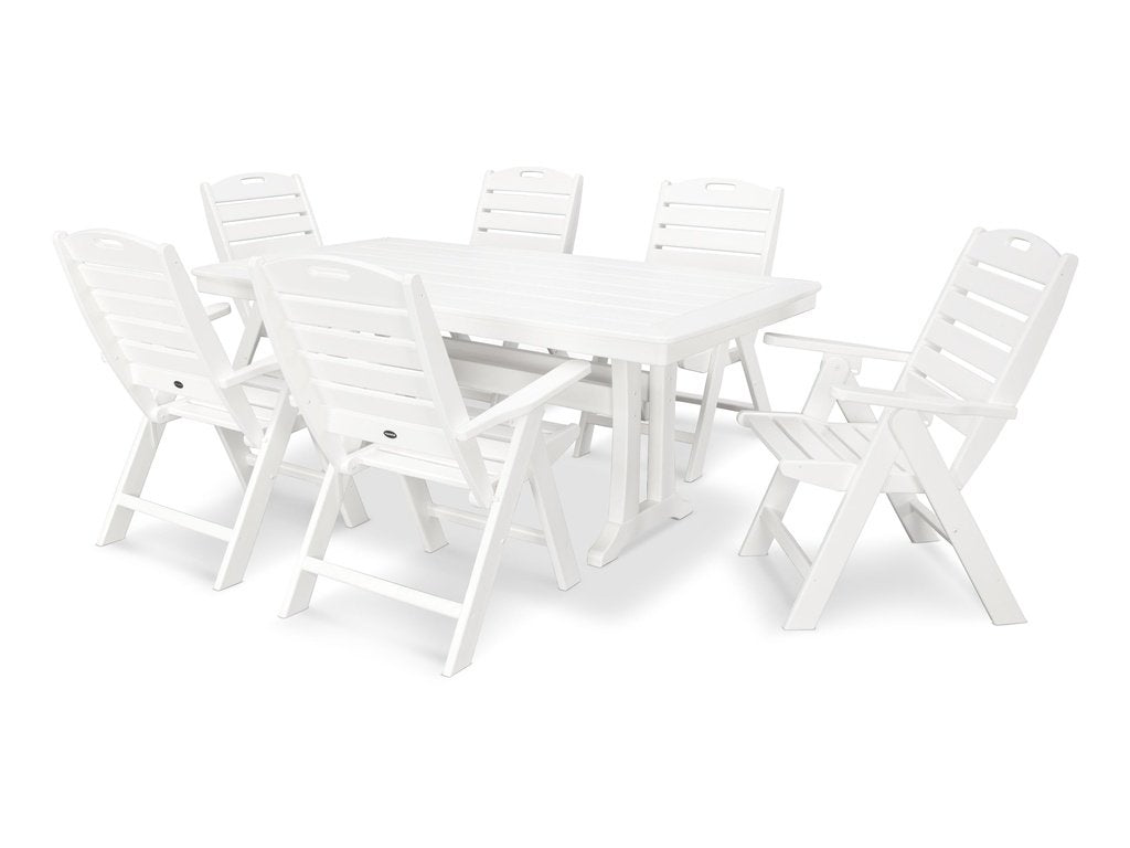 Nautical Folding Highback Chair 7-Piece Dining Set with Trestle Legs Photo