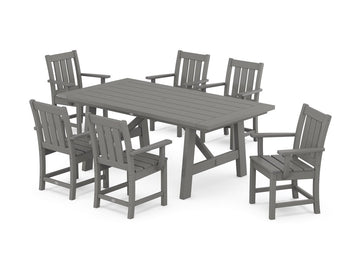 Oxford Arm Chair 7-Piece Rustic Farmhouse Dining Set Photo