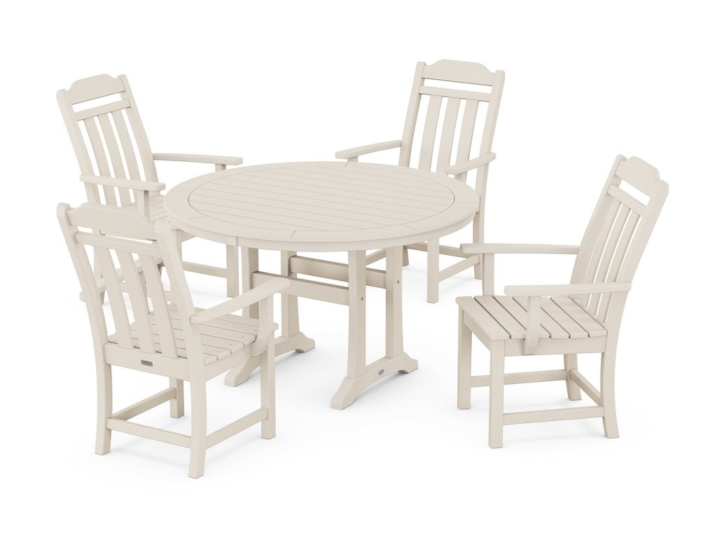 Country Living 5-Piece Round Dining Set with Trestle Legs Photo