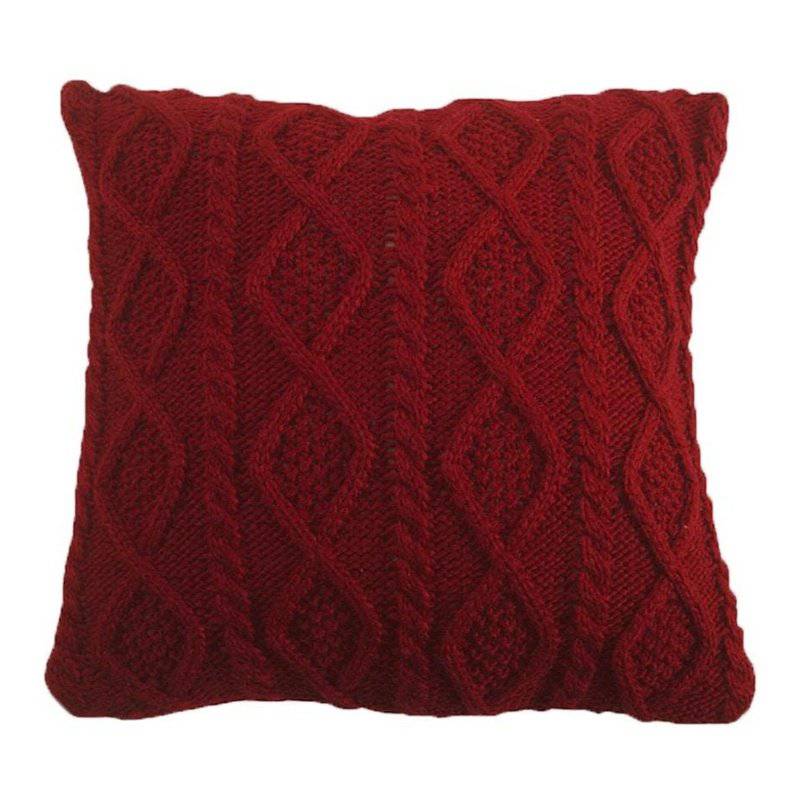 Cable Knit Throw Pillow, Red