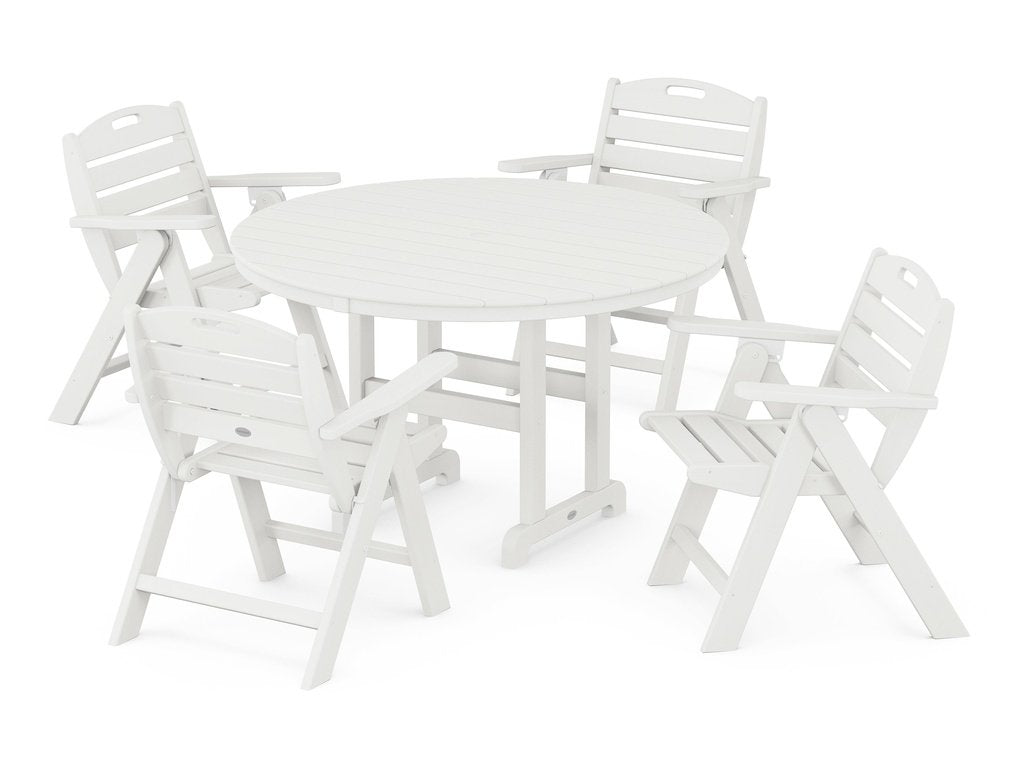 Nautical Folding Lowback Chair 5-Piece Round Farmhouse Dining Set Photo