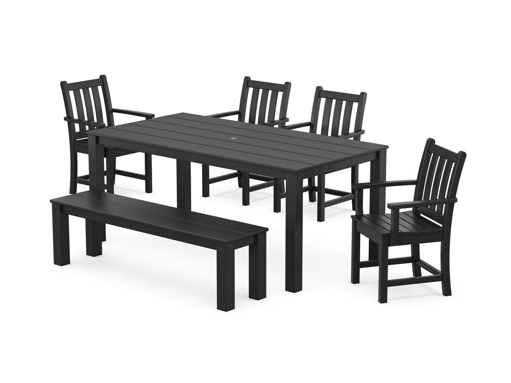 Traditional Garden 6-Piece Parsons Dining Set with Bench Photo