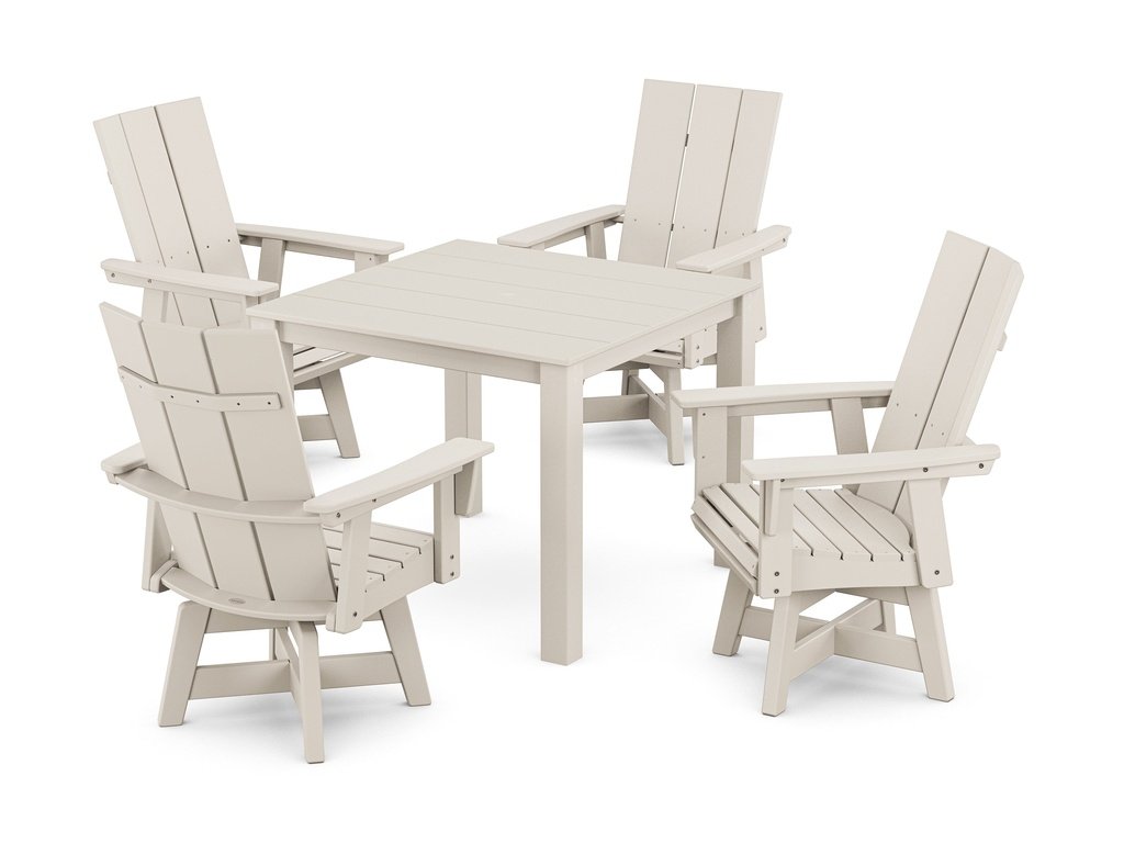 Modern Curveback Adirondack 5-Piece Parsons Swivel Dining Set Photo