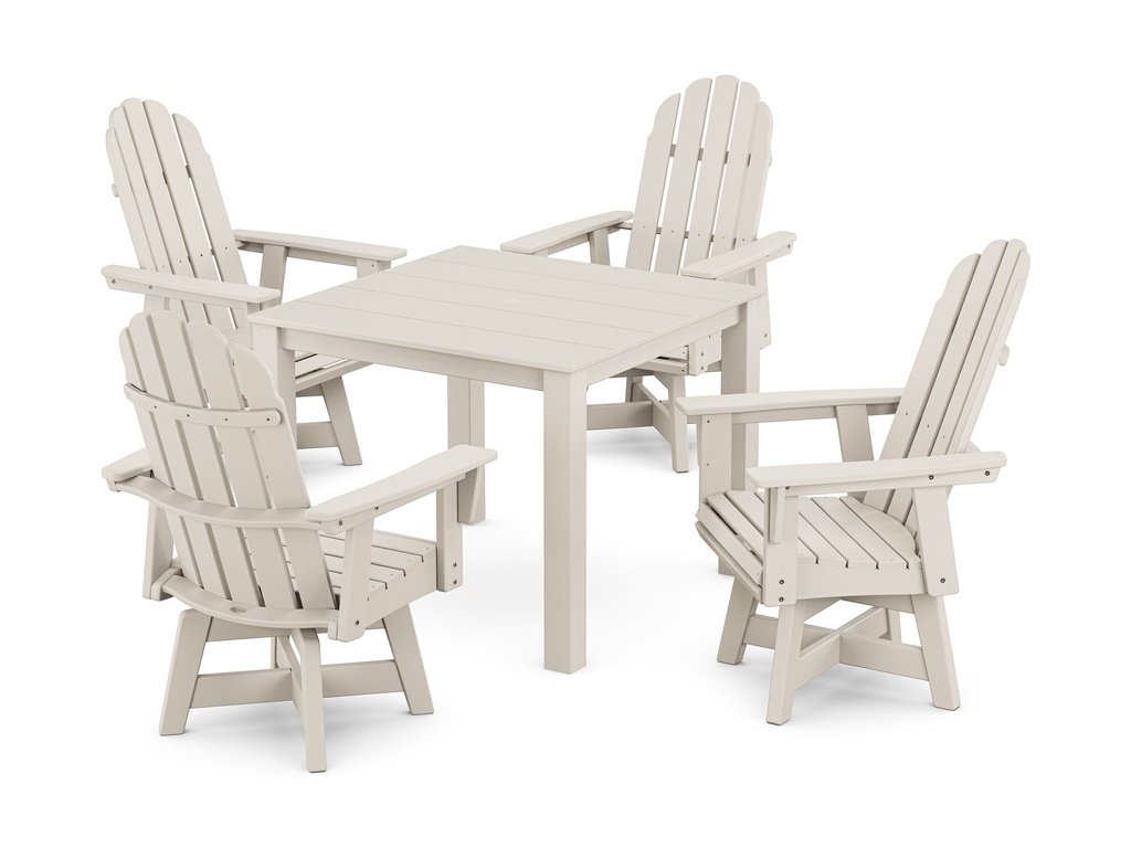 Vineyard Curveback Adirondack 5-Piece Parsons Swivel Dining Set Photo