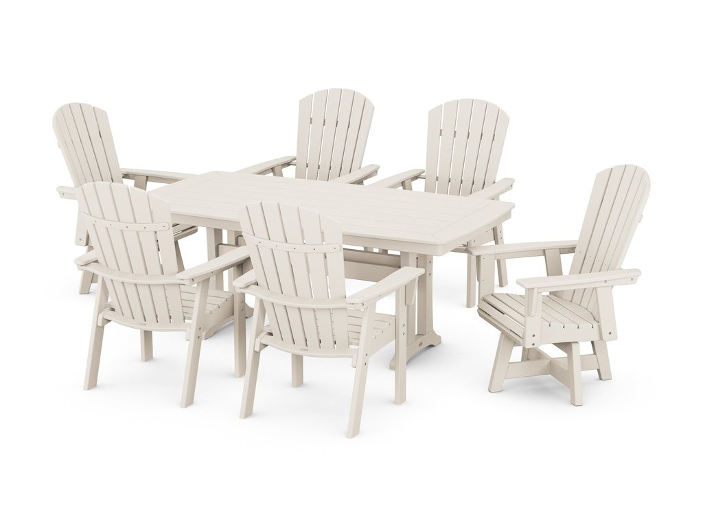 Nautical Curveback Adirondack Swivel Chair 7-Piece Dining Set with Trestle Legs Photo