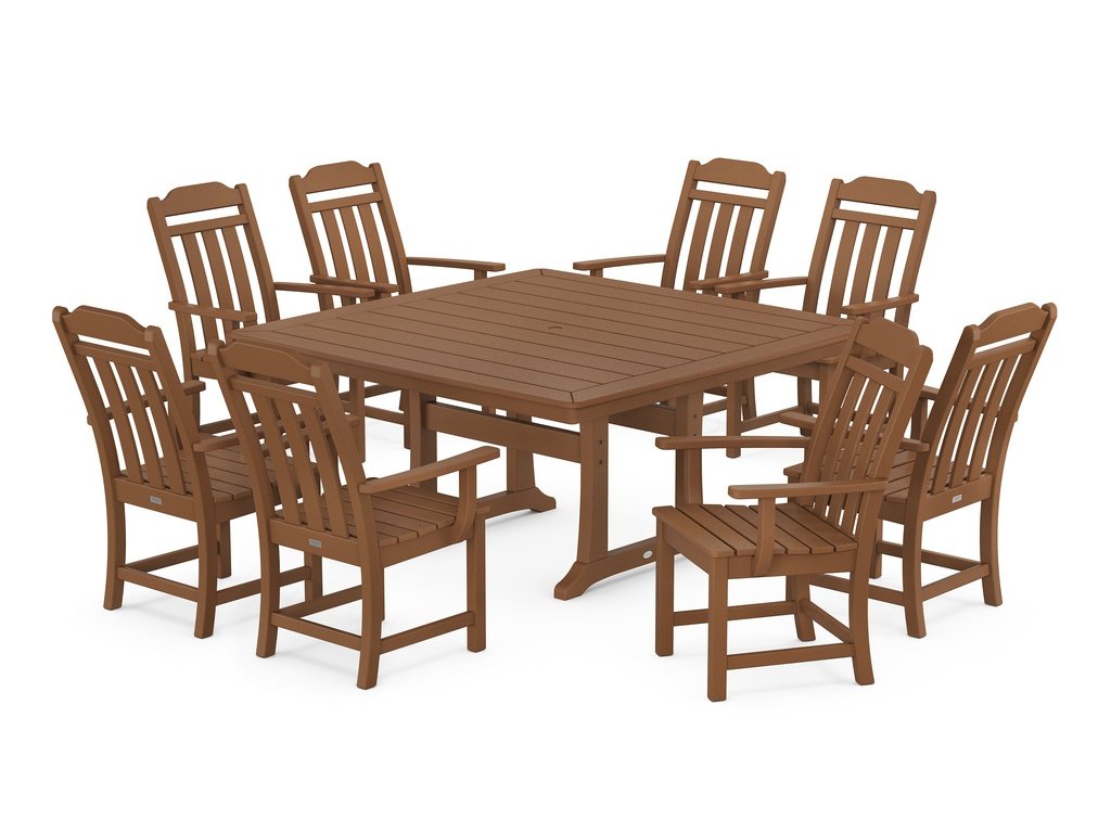 Country Living 9-Piece Square Dining Set with Trestle Legs Photo