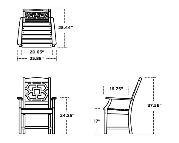 Chinoiserie Dining Arm Chair | Natural Finish - Retreat Home Furniture