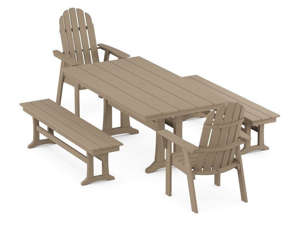 Vineyard Adirondack 5-Piece Farmhouse Dining Set With Trestle Legs Photo