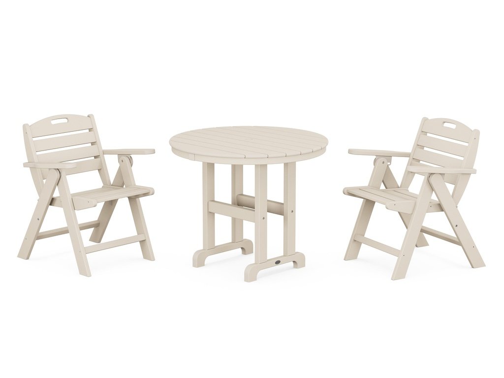 Nautical Folding Lowback Chair 3-Piece Round Dining Set Photo