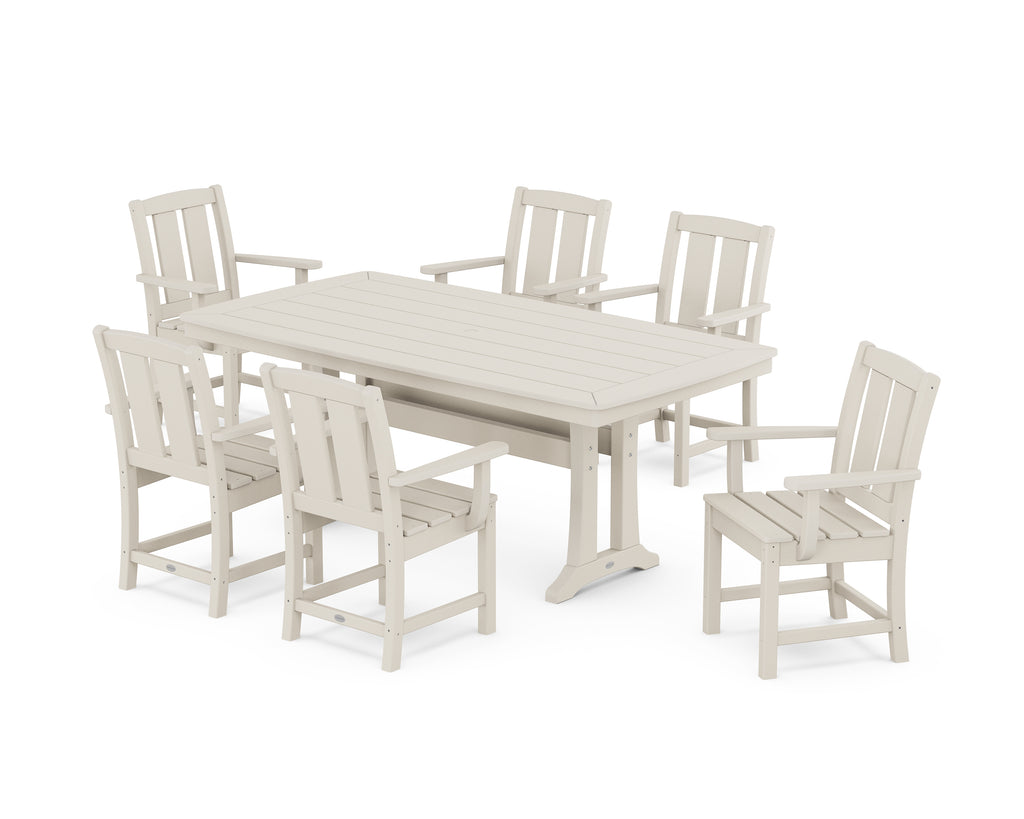 Mission Arm Chair 7-Piece Dining Set with Trestle Legs Photo