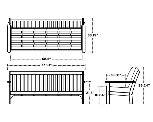 Vineyard Deep Seating Sofa | Natural Finish - Retreat Home Furniture