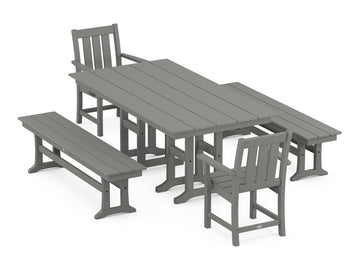 Oxford 5-Piece Farmhouse Dining Set with Benches Photo