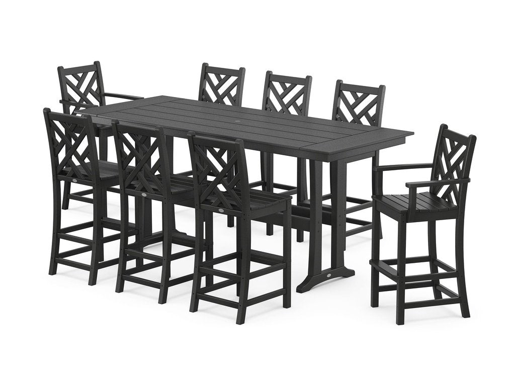 Chippendale 9-Piece Farmhouse Bar Set with Trestle Legs Photo