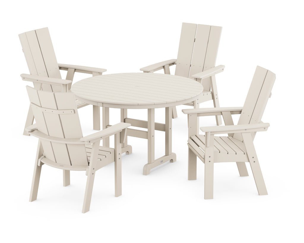 Modern Curveback Adirondack 5-Piece Round Farmhouse Dining Set Photo