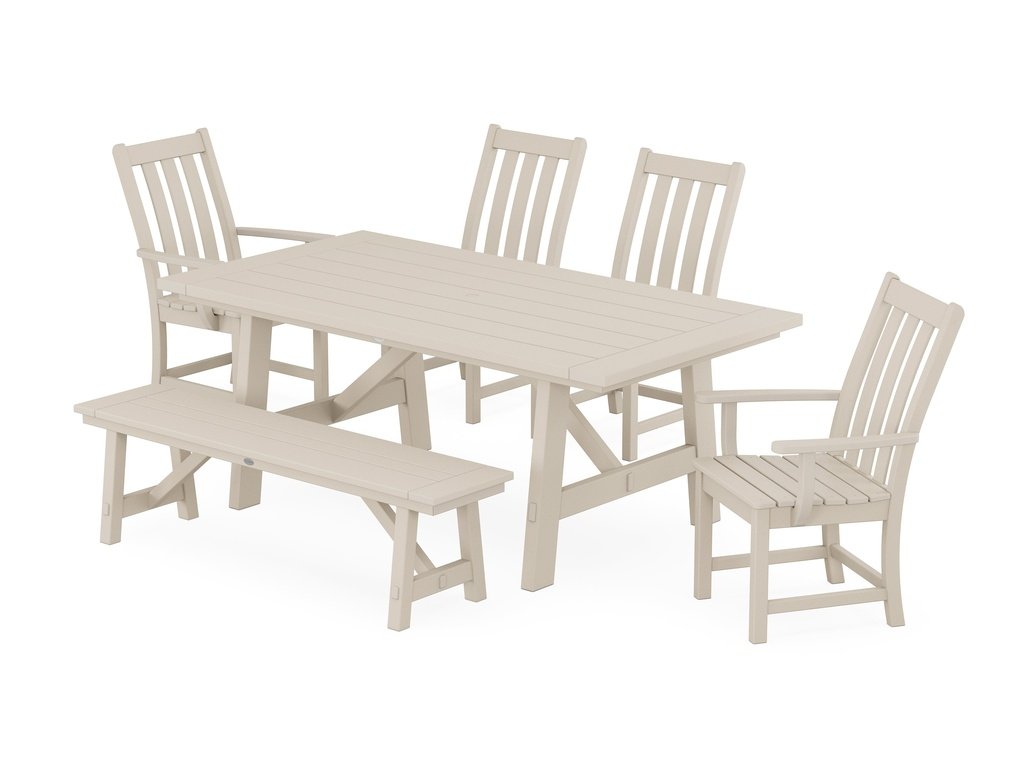 Vineyard 6-Piece Rustic Farmhouse Dining Set With Bench Photo