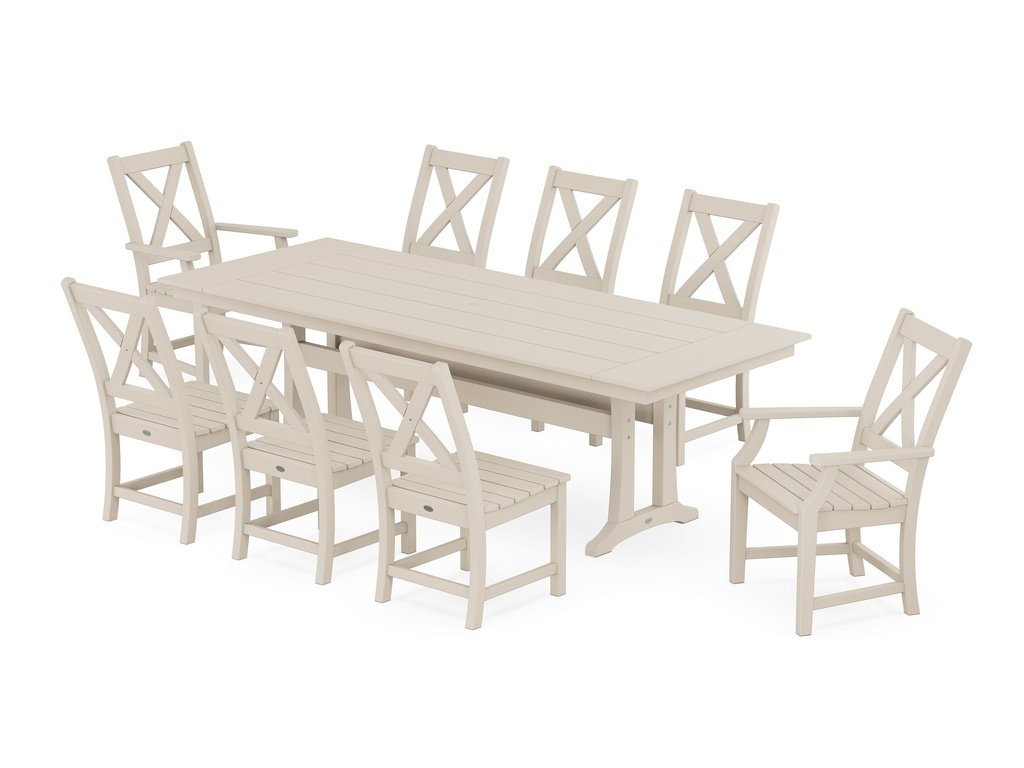 Braxton 9-Piece Farmhouse Dining Set with Trestle Legs Photo