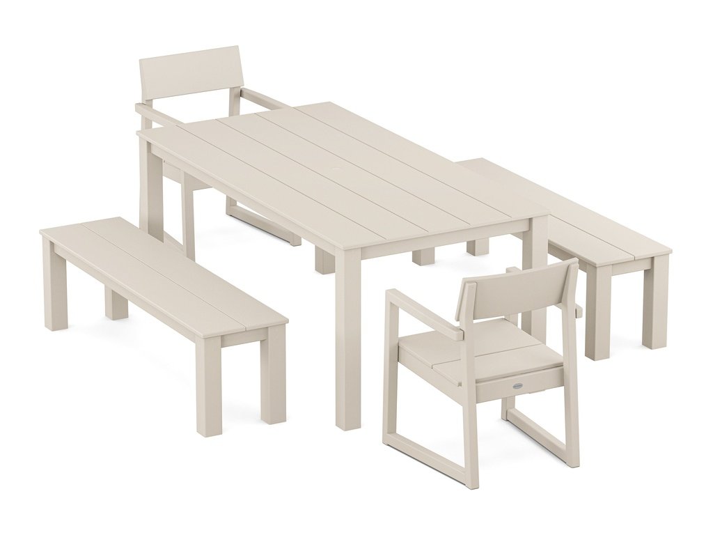 EDGE 5-Piece Parsons Dining Set with Benches Photo