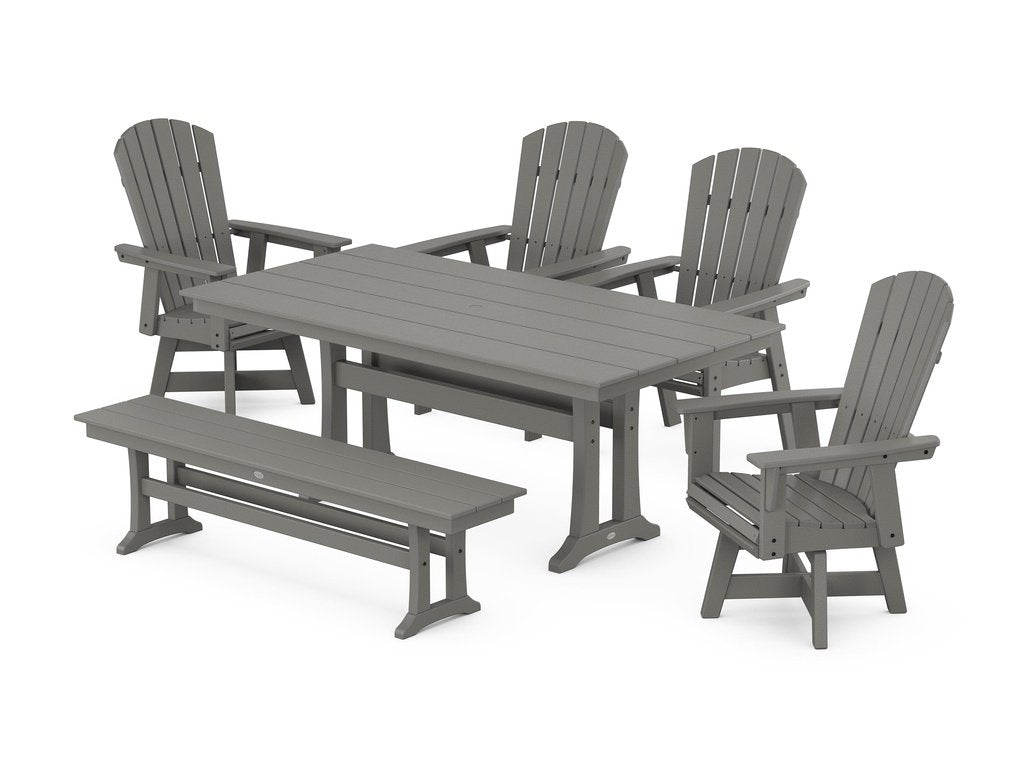 Nautical Adirondack Swivel 6-Piece Farmhouse Dining Set With Trestle Legs Photo