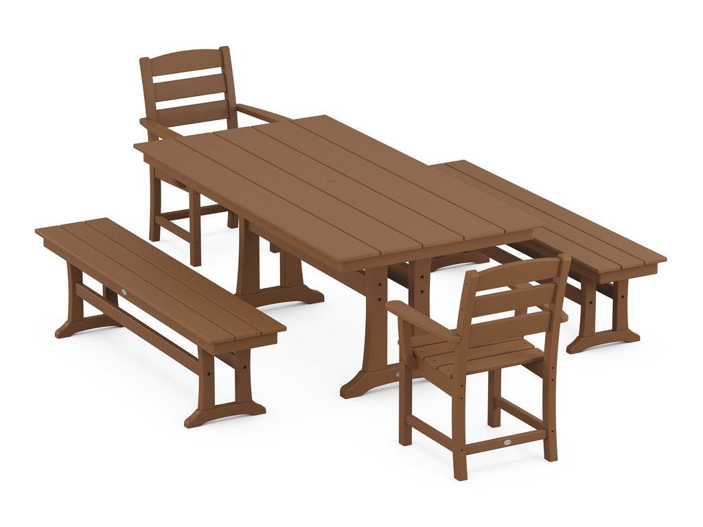 Lakeside 5-Piece Farmhouse Dining Set With Trestle Legs Photo