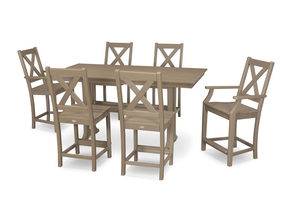 Braxton 7-Piece Farmhouse Trestle Counter Set Photo