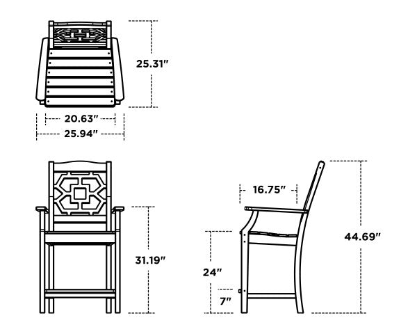 Chinoiserie Counter Arm Chair | Natural Finish - Retreat Home Furniture