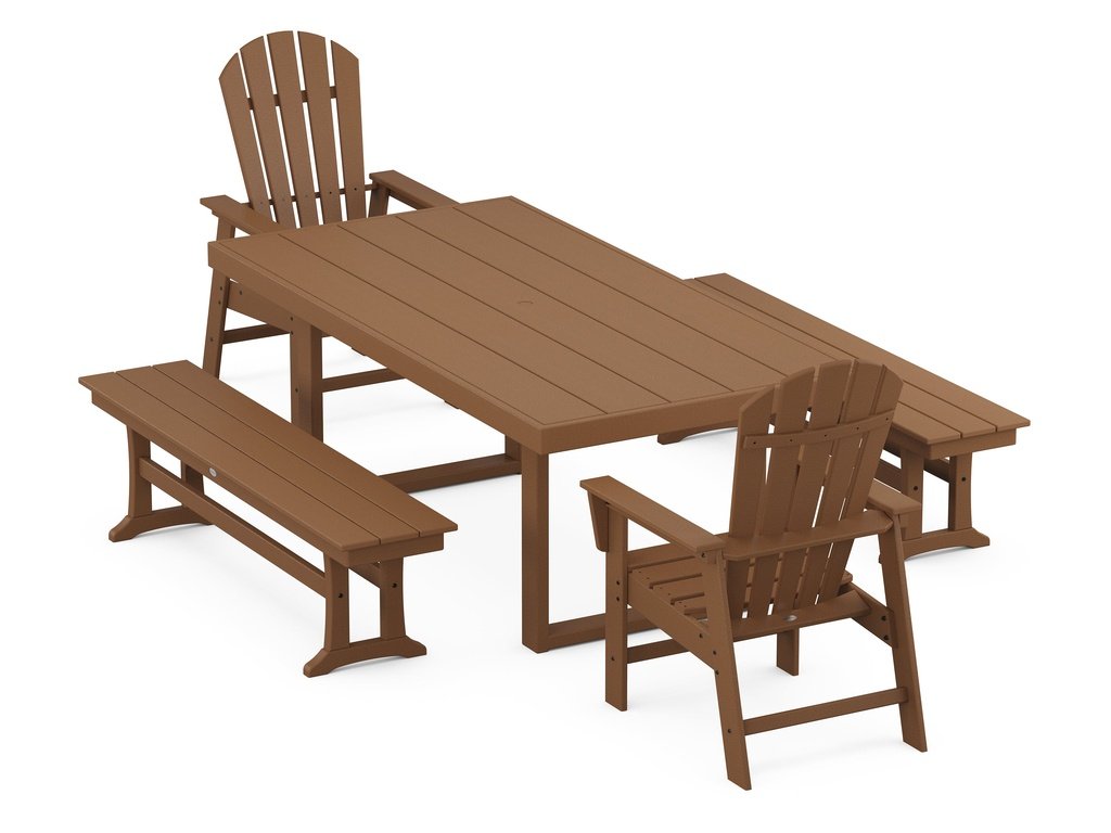 South Beach 5-Piece Dining Set with Benches Photo